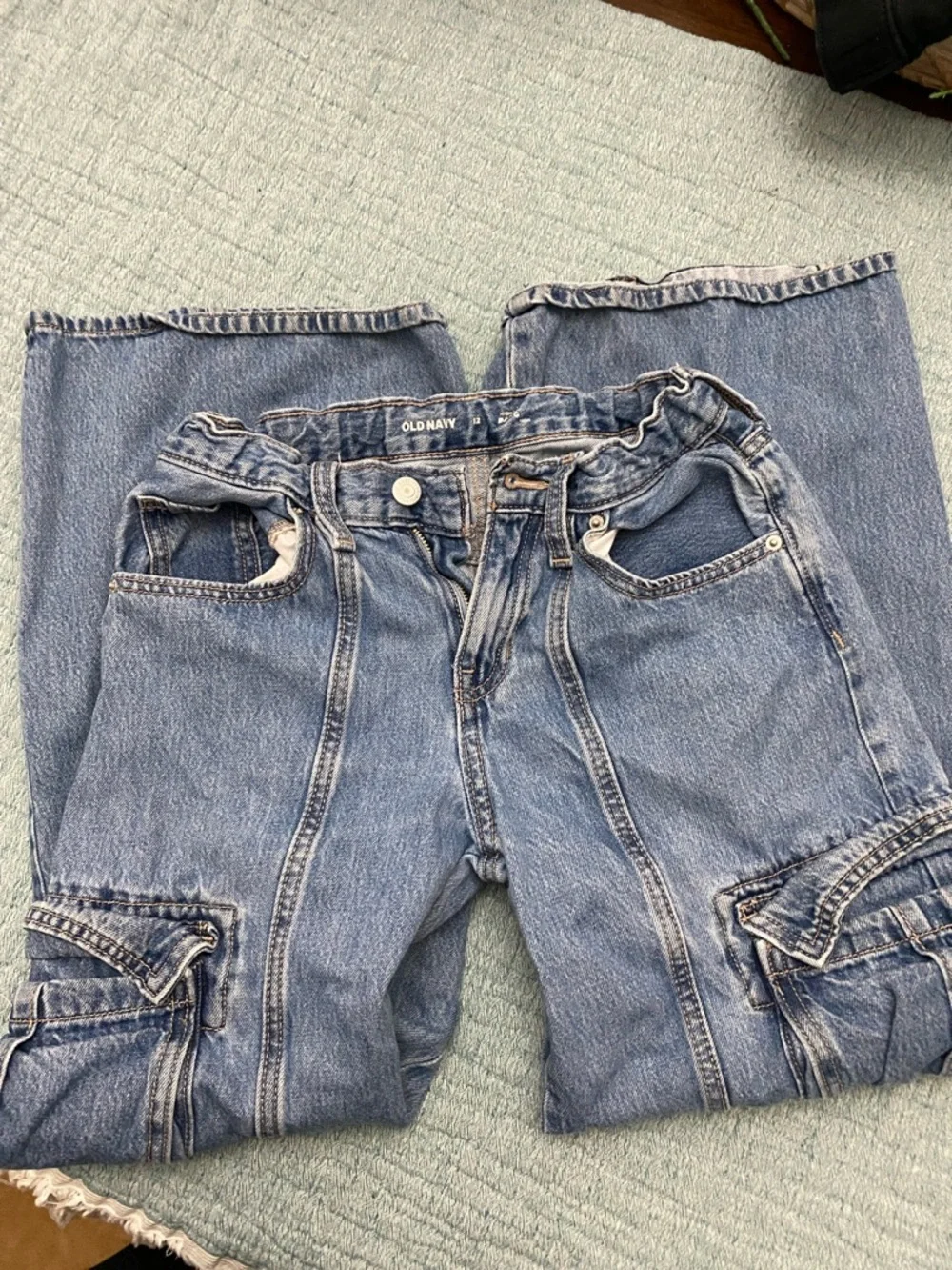Girls size 12 Two Pairs- Old Navy Light Blue Relaxed Cargo Jeans Art Class Cargo